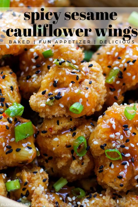 Sesame Cauliflower, Crispy Cauliflower, Cauliflower Wings, Head Of Cauliflower, Chickpea Flour, Air Fryer Recipes Healthy, Cauliflower Recipes, Veggie Dishes, Delicious Vegan Recipes