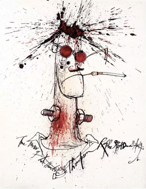 Hunter S Thompson by Ralph Steadman Ralph Steadman Art, Ralph Steadman, Hunter S Thompson, Hunter S, Tinta China, George Orwell, Caricatures, Kentucky Derby, Art Works