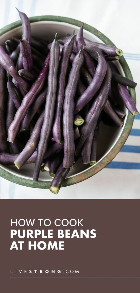 Learn how to cook purple green beans (or purple pole beans) with five different techniques like boiling and roasting, as well as purple beans recipes to try. Purple Green Bean Recipes, Purple Long Beans Recipe, Purple Beans Recipe, Pole Bean Recipes, Purple Green Beans Recipe, Pole Beans Recipe, Purple Green Beans, Garden Meals, String Bean Recipes