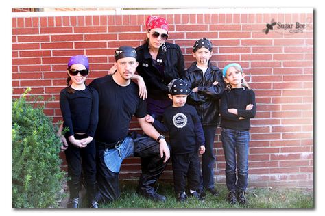 WIWW - Halloween Edition - Sugar Bee Crafts Best Group Costumes, Biker Costume, Gang Family, Handmade Halloween Costumes, Stick Figure Family, First Sewing Projects, Biker Gang, Fleece Hat, Group Costumes