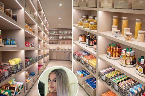 Inside Khloe Kardashian's perfectly organized kitchen pantry with $2K JARS in new $15M mansion next to mom Kris Jenner Khloe Kardashian Kitchen, Kardashian Kitchen, Pantry Aesthetic, Dream Pantry Walk In, Luxury Pantry, Khloe Kardashian House, Dream Pantry, Pantry Jars, Kloe Kardashian