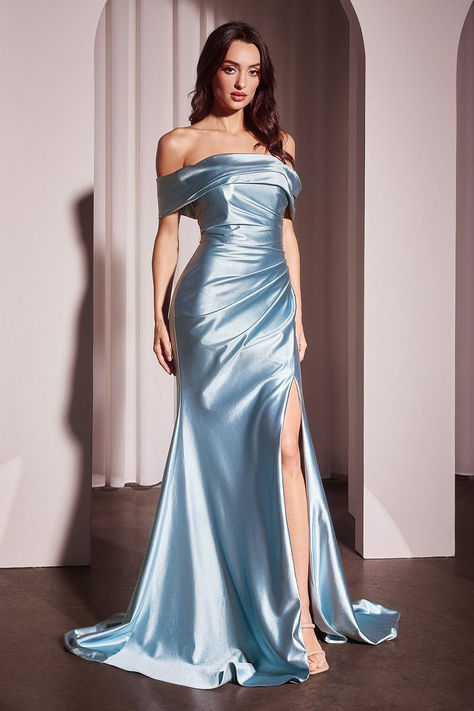 The off-the-shoulder straps and elegant pleating at the waistline create a stunning silhouette in this fitted satin gown. It’s the perfect combination of elegance and sophistication.

Buy this luxury gown on https://smcdress.com

#promdress #promstyle #styleinspiration #styleoftheday #stylebook #styleblogger #eveningdress #eveninggown
#Eveningdress #couturefashion #luxurylifestyle #promdress #fashion #formalwear Prom Dresses Off The Shoulder, Quinceanera Dresses Blue, Pleated Gown, Cinderella Divine, Velvet Dresses, Prom Ball Gown, Burgundy Prom Dress, Glamour Dress, Glamorous Dresses