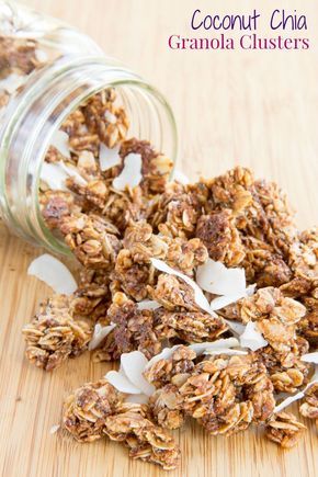 Coconut Chia Granola Clusters - add serious crunch factor and superfood goodness to your breakfast or snack. #TopItTuesday with @LoveMySilk #AD | cupcakesandkalechips.com | gluten free, dairy free, nut free recipe Chia Granola, Vday Treats, Lchf Snacks, Nut Free Granola, Granola Clusters, Dairy Free Snacks, Coconut Chia, Gluten Free Granola, Nut Free Recipes