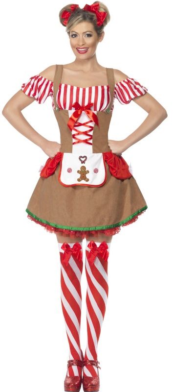 Gingerbread Ladies Costume Gingerbread Woman, Beer Girl Costume, Christmas Elf Costume, Xmas Costumes, Best Couples Costumes, Ladies Fancy Dress, Christmas Fancy Dress, Gingerbread Lady, Xmas Outfits