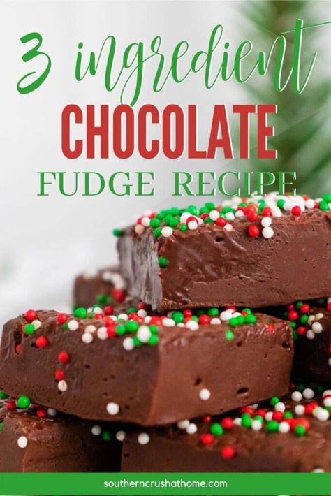 3 Ingredient Chocolate Fudge for Christmas https://www.southerncrushathome.com/3-ingredient-chocolate-fudge-for-christmas/ 3 Ingredient Chocolate Fudge, Delicious Holiday Desserts, Easy Chocolate Fudge, Fudge Recipes Chocolate, Christmas Fudge, Chocolate Christmas, Homemade Fudge, Fudge Easy, Fudge Recipe