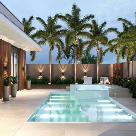 Modern Patio Designs//Back Yard Landscaping Garden Designs For Home French Beach House, Luxury Poolside, Arizona Backyard, Hot Tub Gazebo, Modern Patio Design, Modern Lights, Luxury Swimming Pools, Small Pool Design, House Backyard