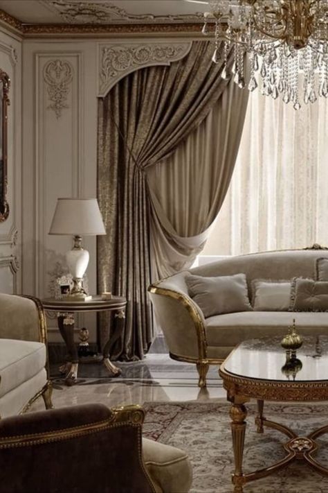 Luxury Curtains Living Room, Curtain Designs For Bedroom, Living Room Paint Color Ideas, Dining Room Design Luxury, Living Room Paint Color, Curtains Living Room Modern, Living Room Classic, Paint Color Ideas, Elegant Living Room Decor