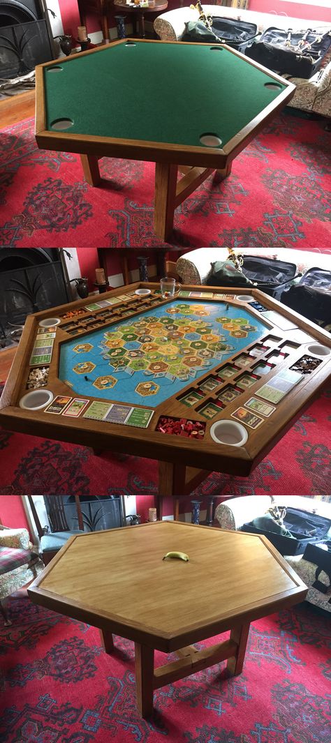 Ideas De Sala, Gaming Table Diy, Dnd Table, Catan Board Game, Board Game Room, Catan Board, Table Build, Board Game Storage, Board Game Table