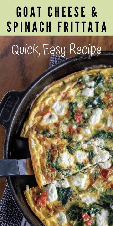 High Protein Vegetarian Breakfast, Fritata Recipe, Spinach And Goat Cheese, High Protein Vegetarian, Goat Cheese Frittata, Vegetarian Recipes Videos, Protein Vegetarian, Clean Eating Vegetarian, Spinach Frittata