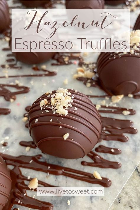 Coffee Truffles Recipe, Hazelnut Dessert, Truffle Recipe Easy, Espresso Truffles, Brownie Vegan, Aesthetic Baking, Homemade Chocolate Truffles, Homemade Truffles, Dessert Truffles