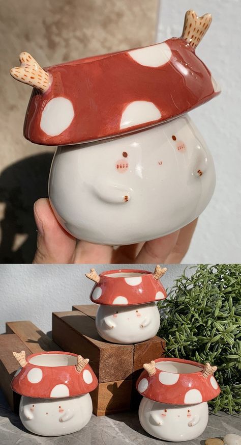 Over The Garden Wall Mugs, Handmade Ceramic Planters Pottery, Mushroom Planter, Artistic Ceramics, 3d Mugs, Mug Clay, Pottery Art Ideas, Ceramics Ideas Pottery Inspiration, Cute Ceramics