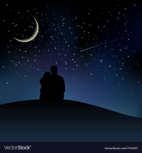 Couples In Moonlight, Couple Sitting Silhouette, Couple Shilloute, Couple Watching Moon, Couple Silloute, Couple Sitting Together Drawing, Sky Vector, Moonlight Painting, Romantic Wallpaper