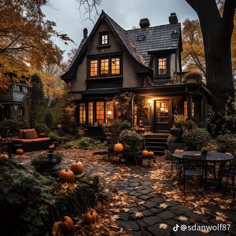 Gothic Cottage, Indoor Fairy Gardens, Fantasy Homes, Dream Cottage, Autumn Scenes, Autumn Scenery, Fall Pictures, Gothic House, Sims House