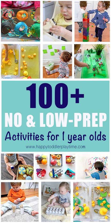 100+ No-Prep Indoor Activities for 1 Year Olds - HAPPY TODDLER PLAYTIME One Year Old Social Emotional Activities, No Prep Sensory Activities, Learning Activities For 12 Month Old, I Year Old Activities, One Year Old School Activities, 1 Yr Activities, Non Toxic Sensory Activities, Easy Craft For One Year Olds, 12 Month Old High Chair Activities