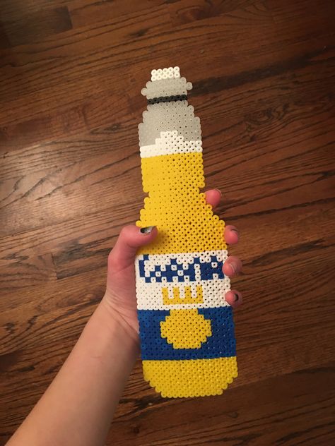 Beer Perler Beads, Beer Emoji, Alpha Crochet, Rave Perler, Melty Bead Designs, Melt Beads, Bead Templates, Kandi Necklace, Beaded Lamps