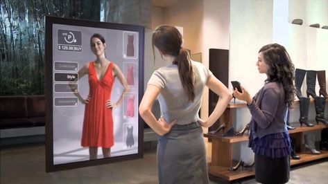 Interactive mirror - It will change the way you shop Interactive Mirror, Interactive Retail, Digital Retail, Smart Mirror, Nice Fashion, Fashion Mirror, Changing Room, Digital Signage, Digital Technology