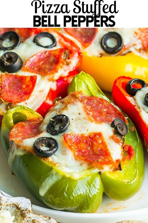 Cheesy Pizza Stuffed Peppers are stuffed with lean ground beef, pizza sauce, lots of cheese, and your favorite pizza toppings. This is a healthy low carb version of pizza since we ditch the dough. Pizza peppers are customizable and perfect for the whole family! Pizza Stuffed Peppers, Ground Beef Pizza, Beef Pizza, Pizza Sauce, Pizza Toppings, Cottage Cheese, Italian Seasoning, Pepperoni Pizza, Ground Beef