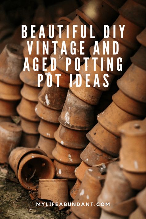 Aging Clay Pots, Old Plant Pots Ideas, Vintage Terracotta Pots, Repurposed Kitchen, Small Terracotta Pots, Vintage Flower Pots, Vintage Porch, Stripping Paint, Planting Pots