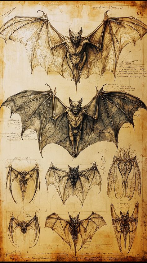 Explore the fascinating world of anatomy through the eyes of Leonardo da Vinci! 🦇✨ Dive into his detailed studies of vampire bats, showcasing intricate wing structures and their bodies. These sketches reveal the genius of natural design and the beauty of life sciences. Perfect for artists and science lovers alike! 🖌️📚 #LeonardoDaVinci #Anatomy #VampireBats #ArtAndScience #Inspiration... Library Sketch, Anatomical Sketches, Bat Anatomy, Bat Sketch, Wing Anatomy, Wing Shapes, Vampire Bats, Nerd Room, Bat Tattoo