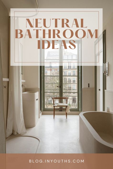 NEUTRAL BATHROOM IDEAS Bathroom Tile Ideas Cream Color, Ivory Bathroom Ideas Decor, Cream And Wood Bathroom Ideas, Earthtone Bathroom Ideas, Earthy Natural Bathroom, Warm Bathroom Tile Ideas, Creamy Bathroom Ideas, Neutral Bathroom Design Ideas, Neutral Bathroom Shower Tile Ideas