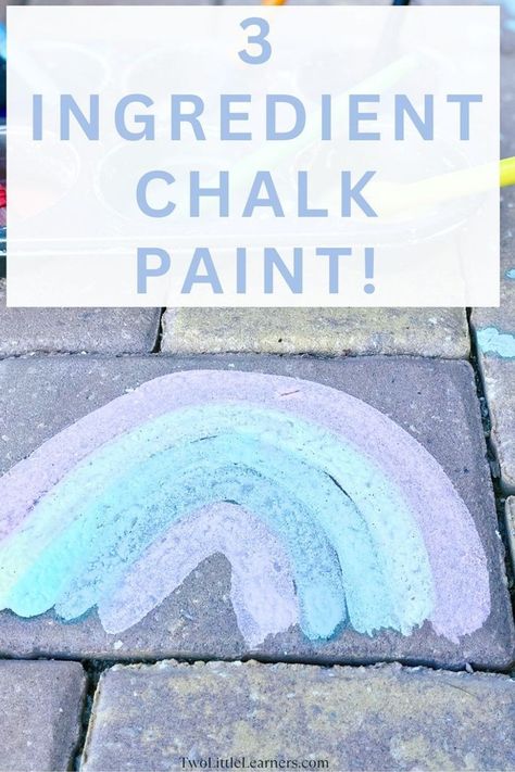 This post is all about the best chalk paint recipe and chalk art. Learn all about how to make chalk paint, one of the easiest outdoor activities for kids and toddlers. This chalk paint for kids only requires 3 ingredients! Learn more about chalk painting and chalk ideas at twolittlelearners.com Chalk Paint For Kids, Toddler Painting Activities, Outdoor Activity For Kids, Homemade Sidewalk Chalk, Paint For Kids, Best Chalk Paint, Sidewalk Chalk Paint, Make Chalk Paint, Bubble Activities