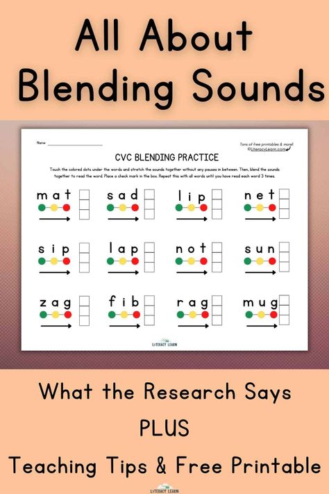 Sound It Out Worksheets Free, What Order To Teach Phonics, Blending Cards Free Printable, Practice Blending Sounds For Reading- Cvc Words, Blending Lines Phonics, Teaching Blending Sounds, Blending Practice Kindergarten, How To Teach Blending Sounds, Blending Phonics Activities