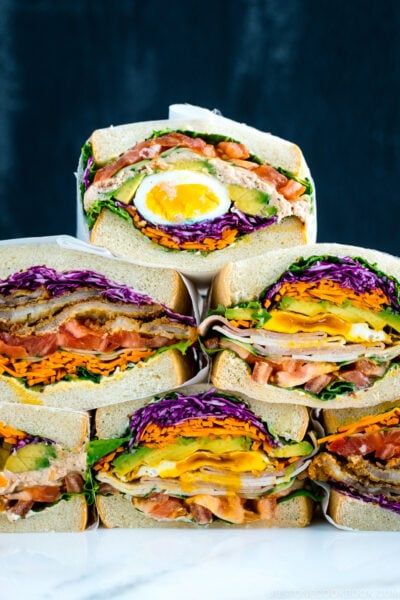 Japanese Sando, Wanpaku Sandwich, Japanese Sandwiches, Grated Carrot Salad, Sandwich Buffet, Japanese Sandwich, Japanese Eggplant, Miso Chicken, Just One Cookbook