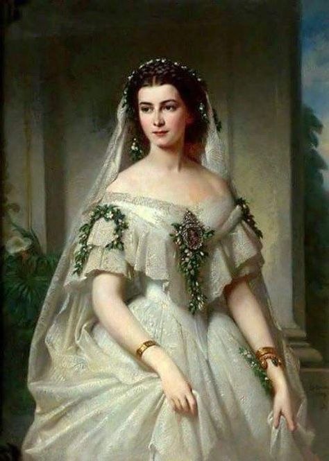 Marie Sophie, Elisabeth's sister. Painted by Erich Correns, 1859 Italian Royalty, Empress Sissi, Victorian Portraits, A Wedding Dress, Victorian Art, Historical Dresses, Historical Fashion, Amelie, Fashion History