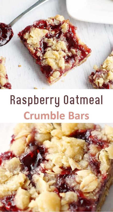 Oatmeal Crumble Bars, Raspberry Oatmeal Bars, Crumble Recipes, Oatmeal Crumble, Raspberry Oatmeal, Raspberry Recipes, Crumble Bars, Dessert Bar Recipe, Crumble Recipe