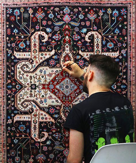 Carpet Painting, Pizza Art, Persian Rug Designs, Painting Carpet, Persian Carpets, Cheap Carpet Runners, Colossal Art, Al Ain, Painted Rug