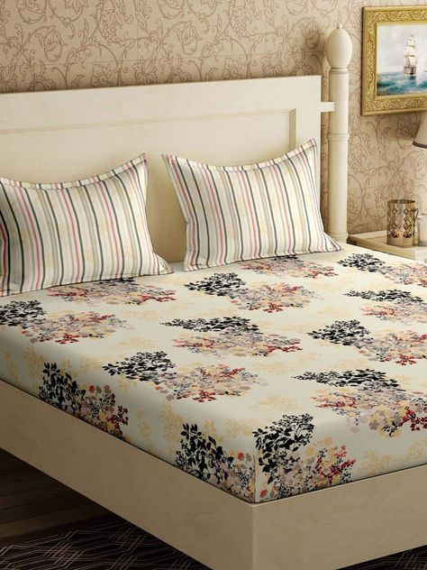 Buy Ever Home Cotton 144 Tc Double Bedsheet with 2 Pillow Covers - King Size, Multicolor Online at Low Prices in India - Amazon.in Super King Size Bedsheets, Cotton Bedsheets Designs, Bedding Sheets Ideas, Beautiful Bedsheets, Crochet Bed Sheet, Pretty Bed Sheets, Bedsheets Ideas, Pretty Bed, Crochet Bed