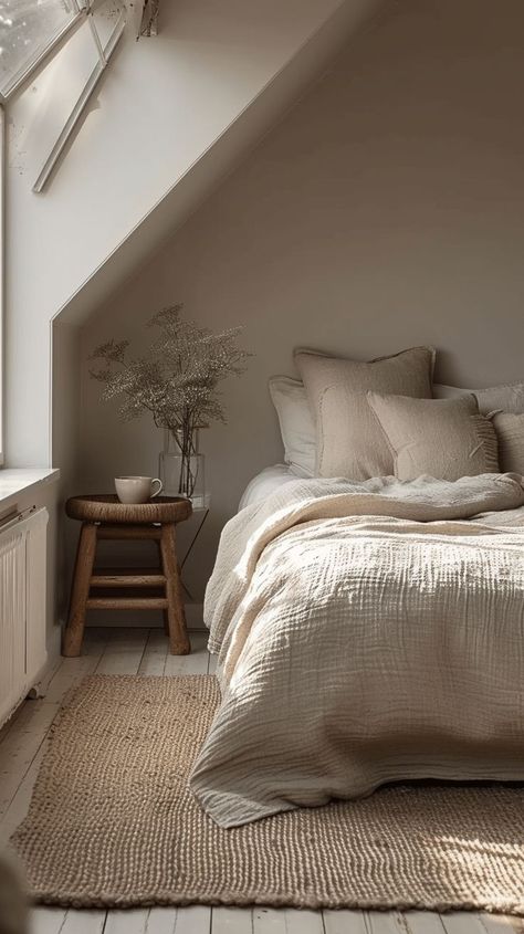 Cozy Bedding Aesthetic, Bedding Inspo Cozy, Linen Bedroom Ideas, Warm House Interior, Cottage Bedroom Design, Bed Ideas Aesthetic, Cozy Warm Bedroom, Warm And Cozy Bedroom, Warm Bedroom Aesthetic