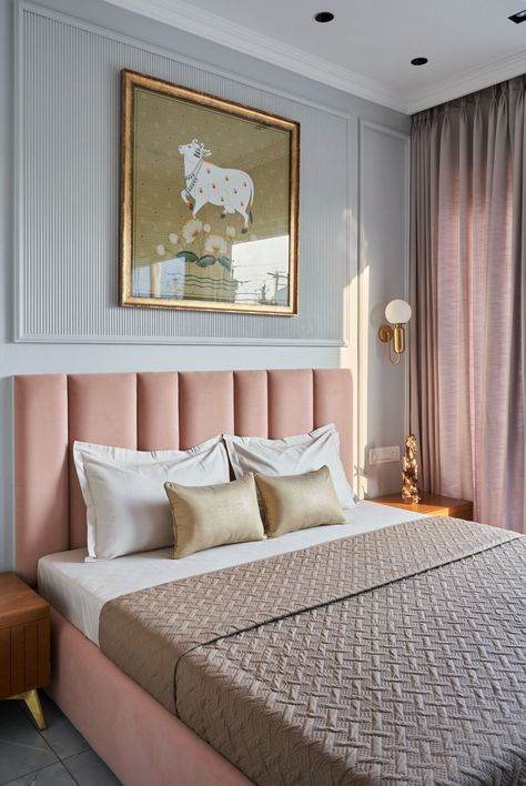 Small Bedroom Classic Design, Bedroom Classic Design, Modern Apartment Design, Pastel Bedroom, Indian Room, The Architects Diary, Indian Interiors, House Needs, Bed Design Modern