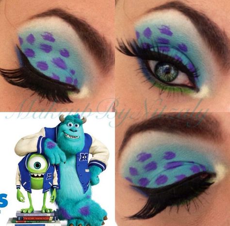 Sully Monster Inc Makeup, Sully Makeup, Sully Monsters Inc, Holloween Makeup, Cute Halloween Makeup, Monster Inc, Disney Makeup, Eye Makeup Steps, Crazy Eyes