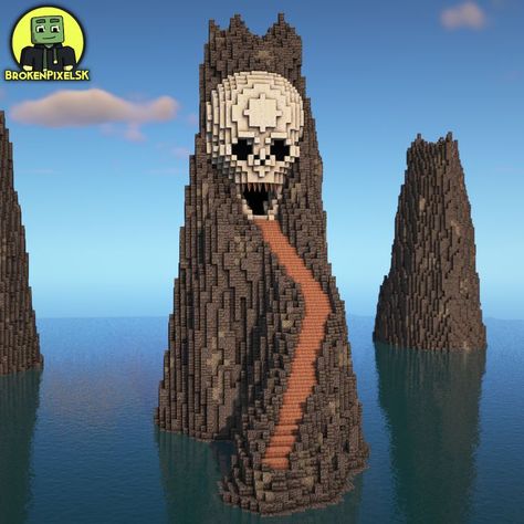 Skull mountain base entrance in Minecraft Minecraft Mountain Base, Minecraft Pretty, Minecraft Mountain Castle, Minecraft Skull, Minecraft Design Ideas, Minecraft Mountain House, Skull Mountain, Mountain Castle, Cool Minecraft Builds