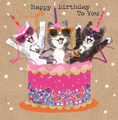 Birthday Graphics, Happy Birthday Illustration, Happy Birthday Cat, Happy Birthday Art, Birthday Cat, Birthday Illustration, Birthday Memes, Anniversary Greetings, Happy Birthday Funny