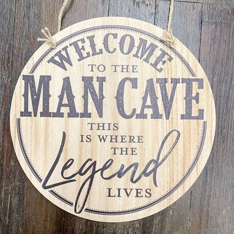 Signs For Man Cave, Welcome Sign For Men, Man Cave Signs Funny, Mancave Sign Ideas, Man Cave Wood Projects, Man Cave Sign Ideas, Manly Decor Living Room, Man Cave Signs Diy, Man Cave Signs Wooden