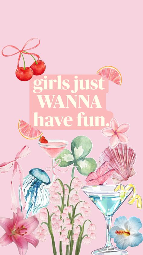 girls just wanna have fun 🌺🤍🐬🍋🪸🌼✨🫧 Homecoming, Girls Just Wanna Have Fun, Girls Night, Have Fun, Mural