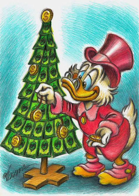 Christmas Cartoons Drawings, Christmas Drawing Cartoon, Christmas Disney Drawings, Disney Christmas Carol, Donald Duck Christmas, Dagobert Duck, Hard Drawings, Disney Childhood, Winter Drawings