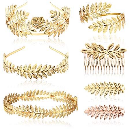 Amazon.com : 7pcs Goddess Leaf Headband, Greek Goddess Bridal Hairband, Laurel Leaves Crown Gold Leaf Branch Crown Greek Goddess Headpiece Accessories, Romantic Grecian Goddess Costume Accessories - Gorgeous : Beauty Grecian Goddess Costume, Leaves Crown, Goddess Headband, Gold Leaf Headband, Ancient Greek Jewelry, Headpiece Accessories, Greek Goddess Costume, Leaf Crown, Leaves Headband