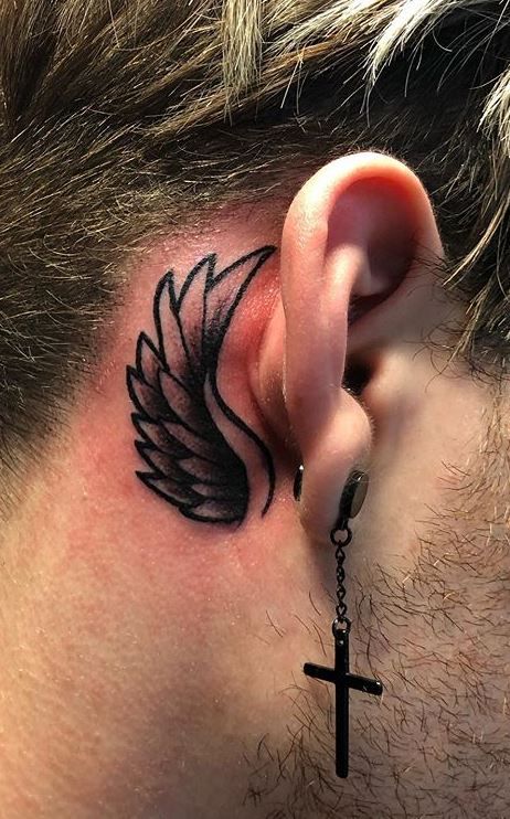 Tattoo Ideas Behind Ear, Back Ear Tattoo, Inner Ear Tattoo, Herren Hand Tattoos, Small Neck Tattoos, Best Neck Tattoos, Unique Small Tattoo, Small Chest Tattoos, Simple Tattoos For Guys