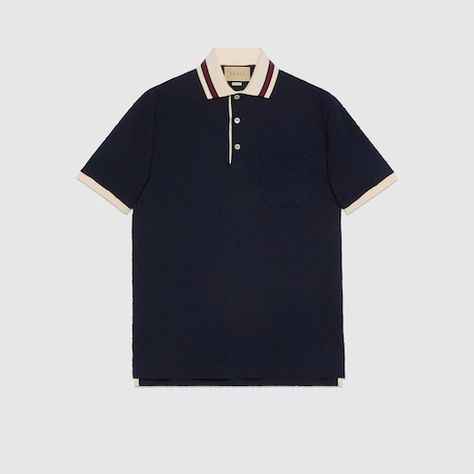 Shop the Cotton polo shirt with GG embroidery in blue at GUCCI.COM. Enjoy Free Shipping and Complimentary Gift Wrapping.