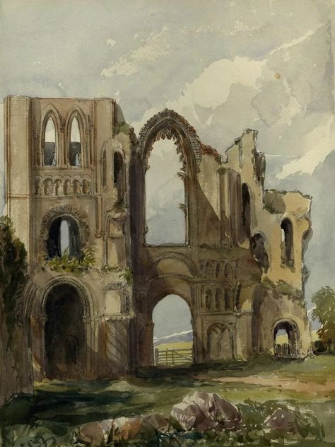 Old Ruins Art, Ruins Drawing Reference, Ruins Drawing Sketch, How To Draw Ruins, Castle Ruins Concept Art, Ruined Buildings Drawing, Castle Ruins Drawing, Cathedral Concept Art, Castle Ruins Art