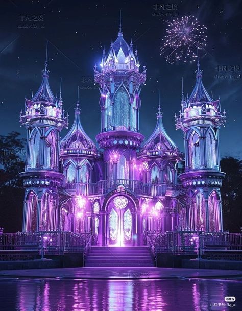 Château Disney, Magic Places Fantasy Dreams, Purple Castle, Purple Palace, Castle Wallpaper, Castle Exterior, Crystal Kingdom, Phone Background Patterns, Beautiful Butterflies Art