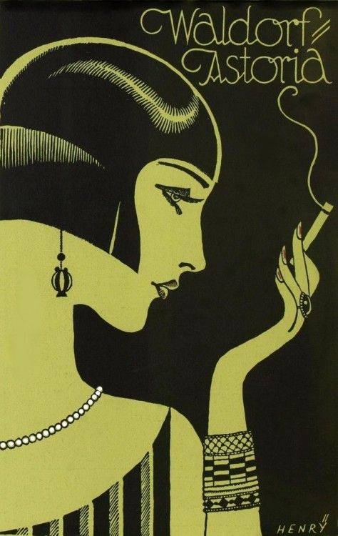 Art Deco Illustration by Henry for Waldorf Astoria New York, 1925. Old Hollywood Drawing, Nyc Collage, Chocolate Illustration, Arte Art Deco, 1920s Aesthetic, Erte Art, Art Deco Illustrations, Affiches D'art Déco, Hollywood Theme