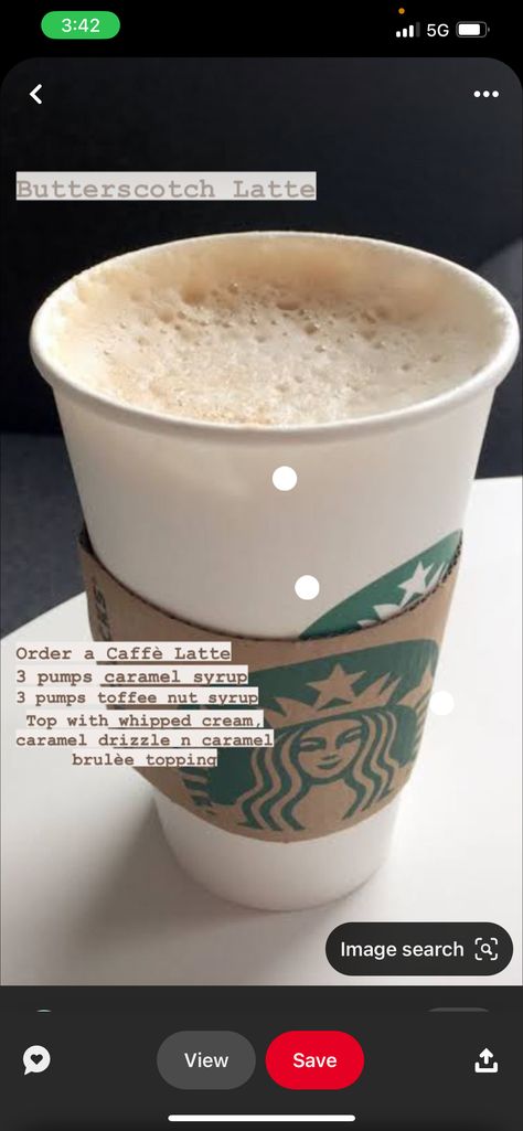 Butterscotch Starbucks Drinks, Starbucks Sweet Lattes, Starbucks Coffee Drinks Hot Sweet, Caramel Cappuccino Starbucks, Best Starbucks Lattes To Order, Hot Starbuck Coffees, Hot Drinks To Get At Starbucks, Custom Hot Starbucks Drinks, Starbucks Orders Hot Drinks