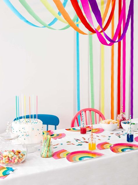 Rainbow Birthday Party Decorations, Party Streamer, Streamer Decorations, Rainbow Party Supplies, Rainbow Party Decorations, Party Girlande, Rainbow Unicorn Birthday, Party Streamers, Paper Streamers