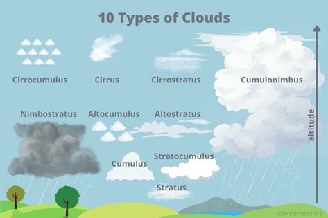 Types of Clouds and How to Recognize Them Different Clouds Types Of, Different Kinds Of Clouds, Types Of Clouds Anchor Chart, Types Of Clouds For Kids, Cloud Lessons, Clouds Types, Cloud Identification, Nimbostratus Clouds, Types Of Cloud