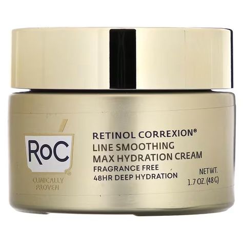 RoC, Retinol Correxion, Max Hydration Cream, Fragrance Free, 1.7 oz (48 g) Roc Products, Roc Skincare, Roc Retinol Correxion, Roc Retinol, Candida Yeast, French Skincare, Evening Primrose Oil, Skincare Brand, Facial Moisturizers