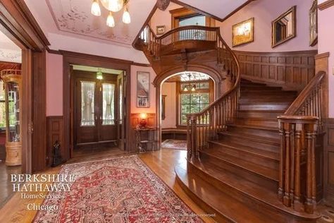 Queen Anne Victorian House Interior, Queen Anne Victorian House, Queen Anne House, Queen Anne Victorian, Floating Staircase, Dream House Decor, Contemporary Living, Queen Anne, Pool House